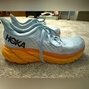 HOKA Women's Light Blue and Orange Athletic Shoes size 8 - like NEW